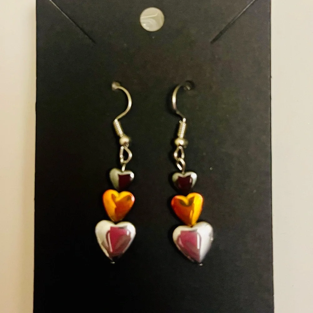 Harriet Ave Jewels Pink and Silver Heart Earrings - Picture 3 of 4